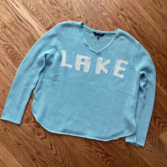 NEW Simply Southern Everyday Sweater in Blue LAKE Design S/M CABINCORE PREPPY - Picture 2 of 4